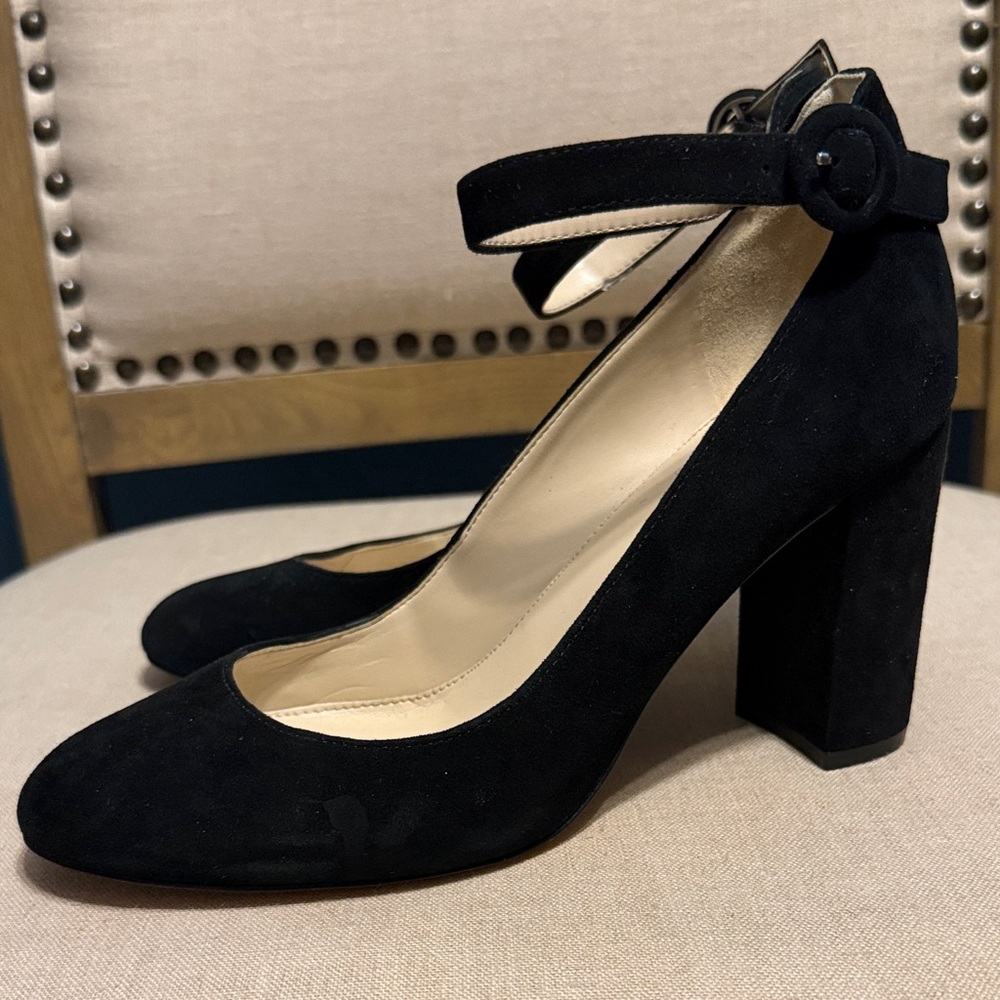 Marc Fisher Black Suede Block Heels, Size 7M